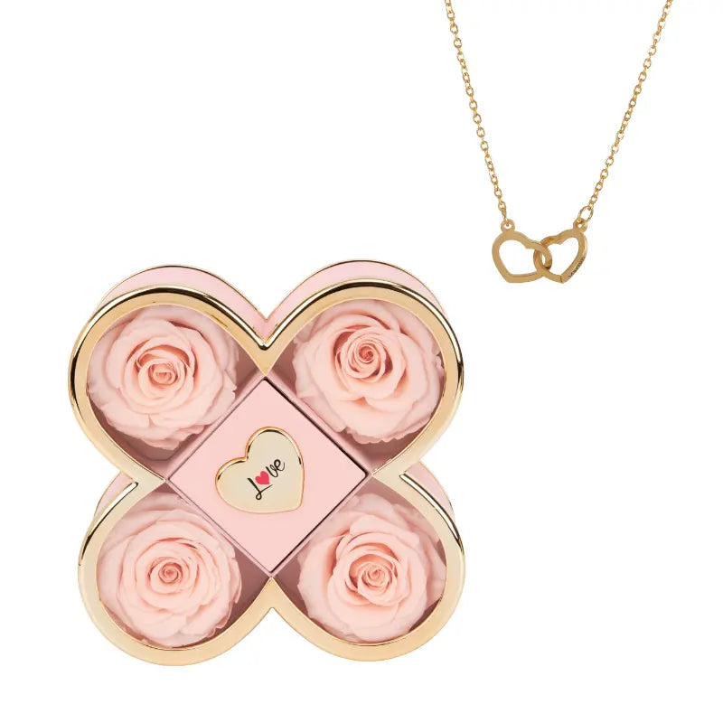 L’Écrin d’Amour Éternel™ – Rose Éternelle & Collier Gravé