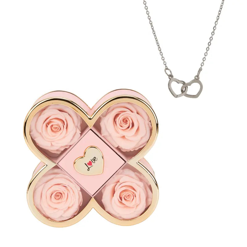 L’Écrin d’Amour Éternel™ – Rose Éternelle & Collier Gravé